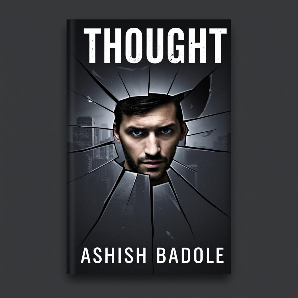 A book cover for '7 Thoughts' where the title is visually represented as a reflection in a cracked mirror