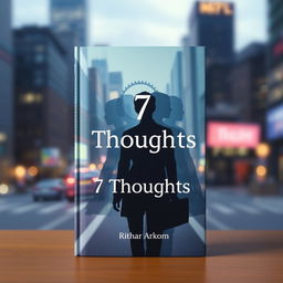 A book cover for '7 Thoughts' that depicts a blurred city scene, creating a sense of movement and restlessness