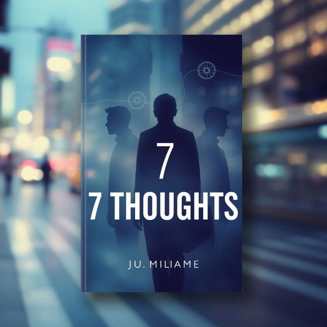 A book cover for '7 Thoughts' that depicts a blurred city scene, creating a sense of movement and restlessness