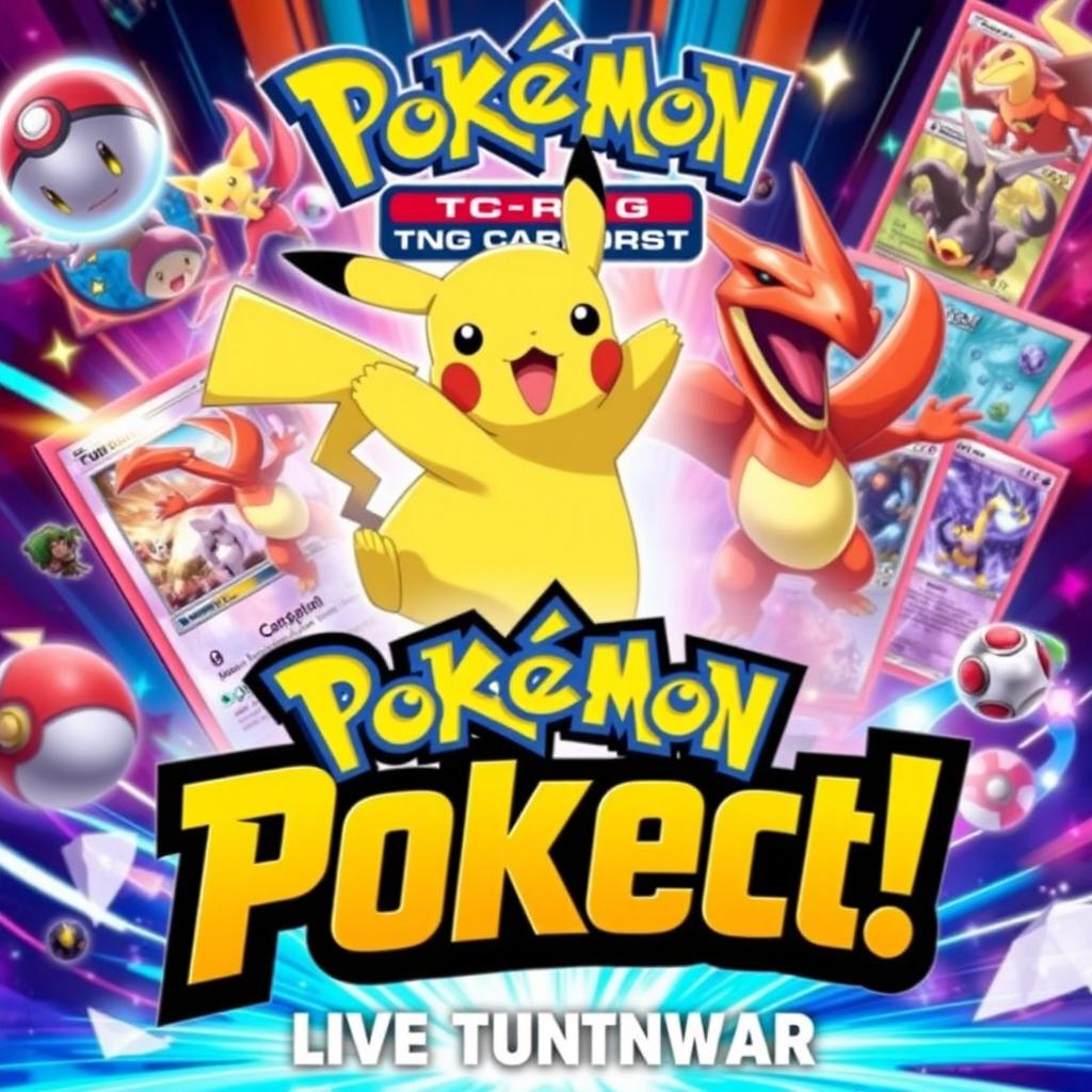 A vibrant and engaging live thumbnail featuring the theme "Pokémon TCG Pokect"