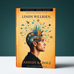 A book cover design featuring a man's head from which threads are unraveling, each thread transitioning into abstract cityscapes or symbols
