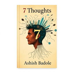 A book cover design featuring a man's head with threads unraveling from it, each thread transforming into abstract cityscapes or symbols, visually representing the branching out and loss of control of thoughts