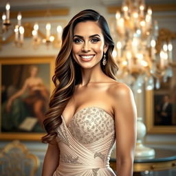 A portrait of Georgina Rodriguez, showcasing her confident and glamorous personality
