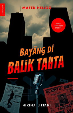 A book cover design themed around politics, featuring elements from the 1980s to 1990s