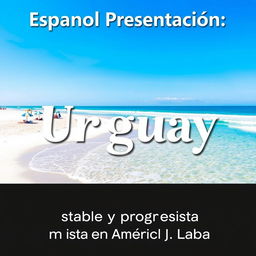 A vibrant and visually appealing presentation slide titled 'Espanol Presentación', featuring a side title ‘Uruguay: estable y progresista en América Latina’