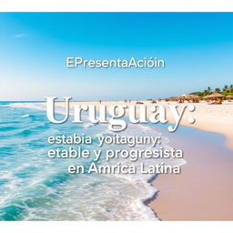 A vibrant and visually appealing presentation slide titled 'Espanol Presentación', featuring a side title ‘Uruguay: estable y progresista en América Latina’