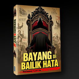 A book cover design titled 'Bayang di Balik Tahta', themed around politics in the 1980s-1990s