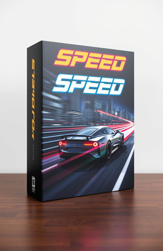 A sleek and modern box cover design, emphasizing speed and efficiency