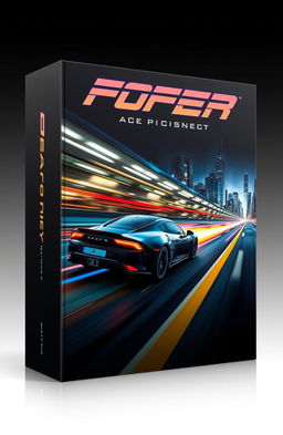 A sleek and modern box cover design, emphasizing speed and efficiency