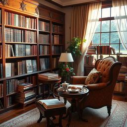An elegant and sophisticated atmosphere showcasing a collection of literature books for adults
