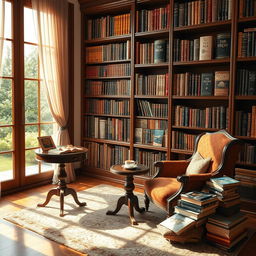 An elegant and sophisticated atmosphere showcasing a collection of literature books for adults