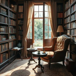 An elegant and sophisticated atmosphere showcasing a collection of literature books for adults