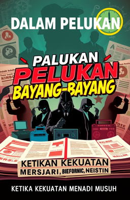 A book cover design themed around politics, featuring a retro 1980s aesthetic