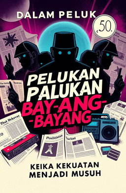 A book cover design themed around politics, featuring a retro 1980s aesthetic
