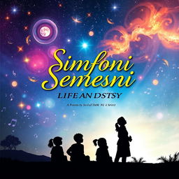 A captivating anthology cover for "Simfoni Semesta", a collection of poems about life and spirit crafted by students and teachers of SMK N 1 Bangsri