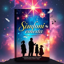 A captivating anthology cover for "Simfoni Semesta", a collection of poems about life and spirit crafted by students and teachers of SMK N 1 Bangsri