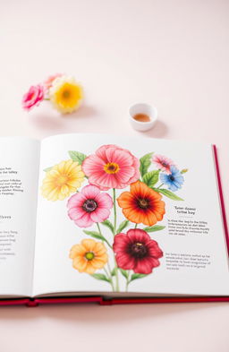 A beautifully illustrated book featuring seven vibrant flowers, each representing a different color of the rainbow