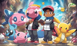 Drake, the famous rapper, in Pokemon style, surrounded by music-themed Pokemon like Jigglypuff and Meloetta.