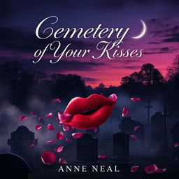 A captivating book cover for a title 'Cemetery of Your Kisses'