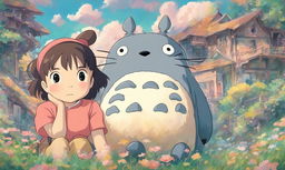 A 90s retro-style Studio Ghibli portrait with pastel colors.