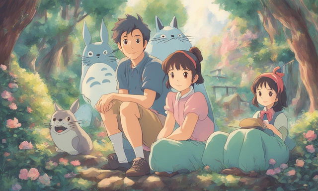 A 90s retro-style Studio Ghibli portrait with pastel colors.