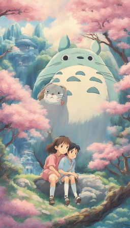 A 90s retro-style Studio Ghibli portrait with pastel colors.