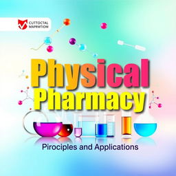 A visually captivating cover page design for a textbook on Physical Pharmacy, featuring vibrant colors and a modern layout