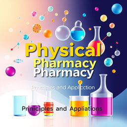 A visually captivating cover page design for a textbook on Physical Pharmacy, featuring vibrant colors and a modern layout