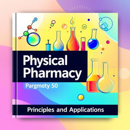 A visually captivating cover page design for a textbook on Physical Pharmacy, featuring vibrant colors and a modern layout