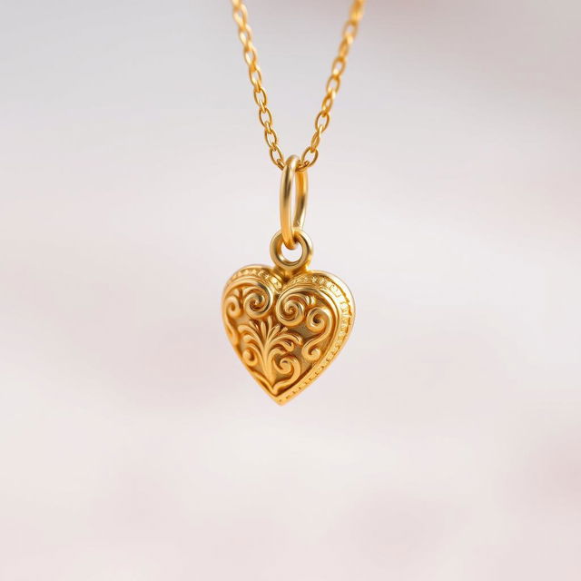 A delicate and intricately designed baby gold pendant, showcasing fine craftsmanship