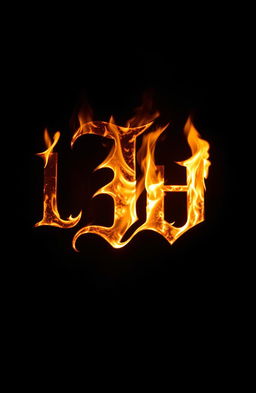 A glowing letter on fire in the center of the image, surrounded by a dark, ominous background, creating a mysterious and dramatic atmosphere