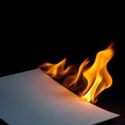 A letter engulfed in flames, situated in the foreground of the image, with a dark and shadowy background providing a stark contrast