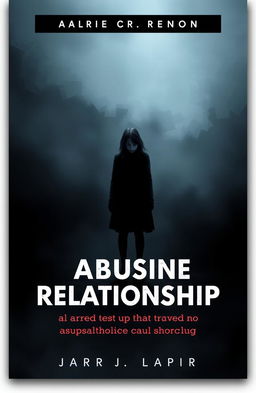 A poignant book cover design depicting a single figure with a distressed expression, standing alone in an oppressive and gloomy environment