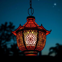 A beautifully designed traditional Indonesian lantern, known as 'lentera