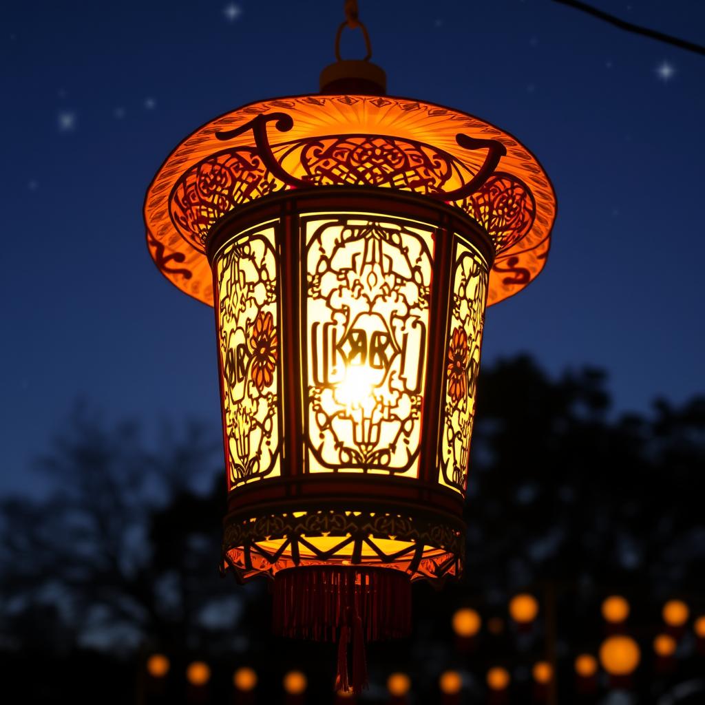 A beautifully designed traditional Indonesian lantern, known as 'lentera