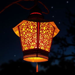 A beautifully designed traditional Indonesian lantern, known as 'lentera