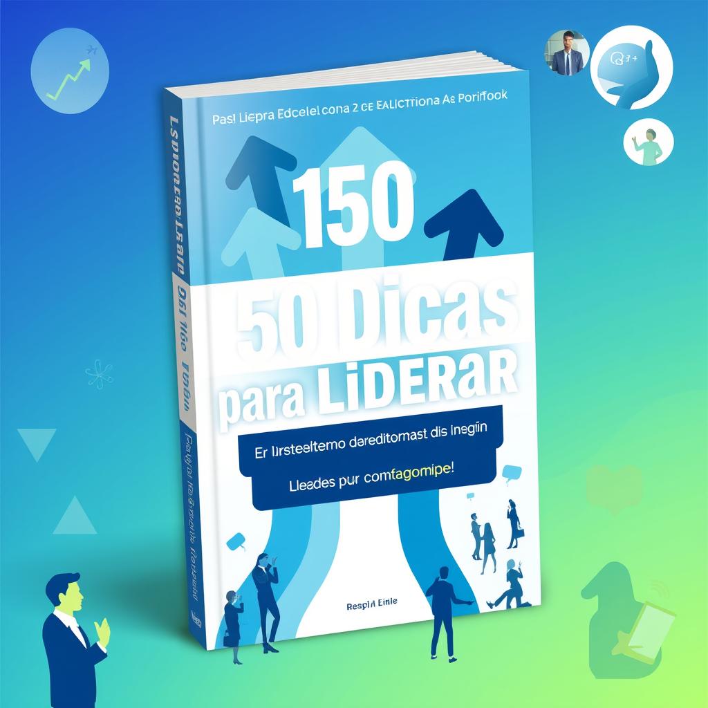 A visually appealing book cover featuring the title '150 Dicas para Liderar' prominently at the center