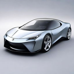 A concept image of a hybrid car combined with attributes from the Toyota Prius and Ferrari, boasting All-Wheel Drive.