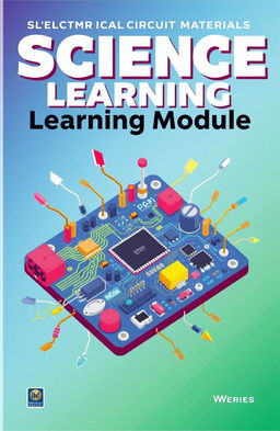 A visually engaging book cover for the title 'Science Learning Module' featuring the series name 'Electrical Circuit Material'