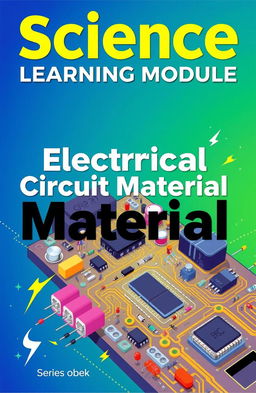 A visually engaging book cover for the title 'Science Learning Module' featuring the series name 'Electrical Circuit Material'