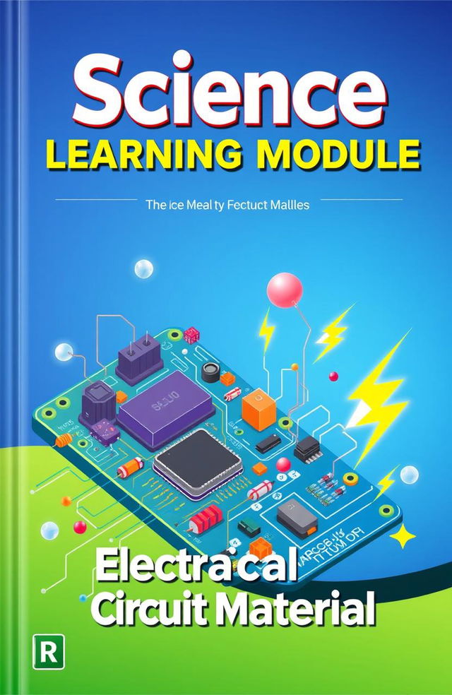 A visually engaging book cover for the title 'Science Learning Module' featuring the series name 'Electrical Circuit Material'