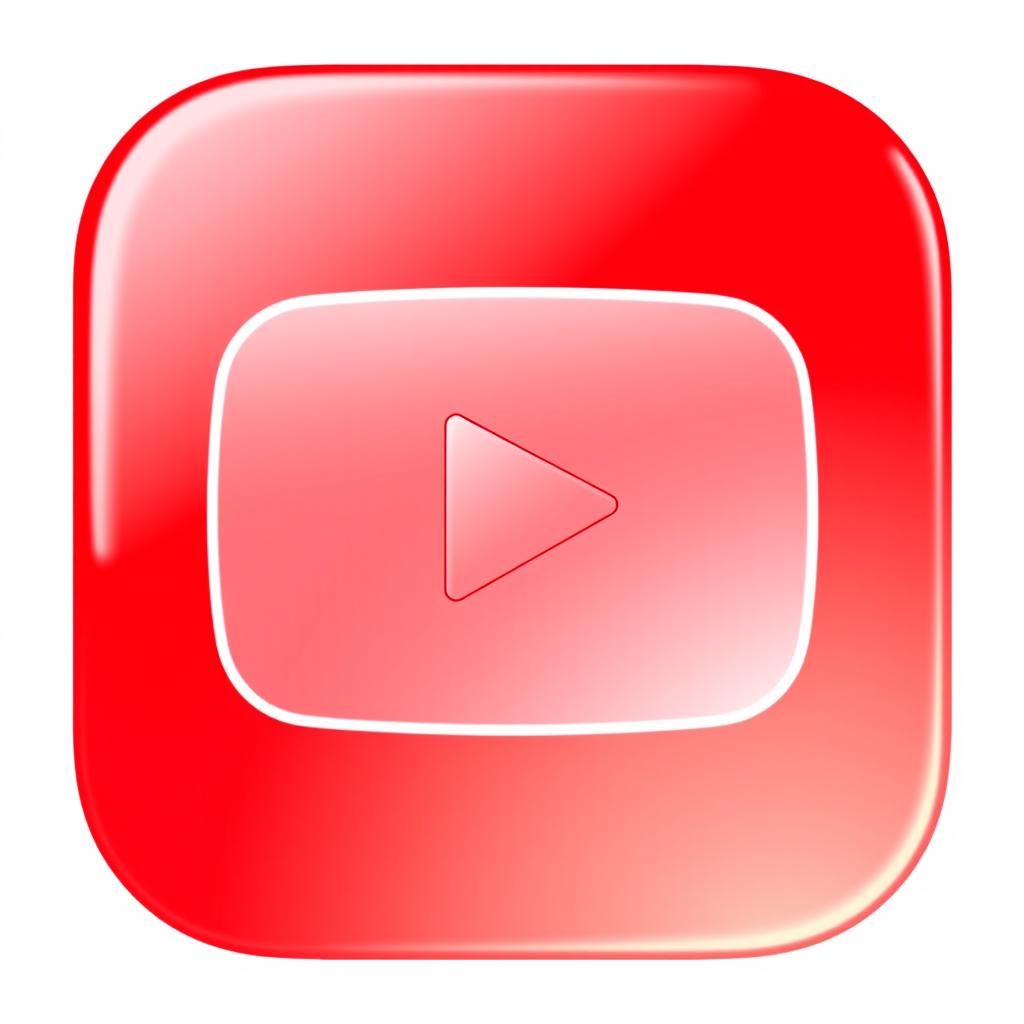 A vibrant and modern YouTube icon featuring the classic play button symbol in the center