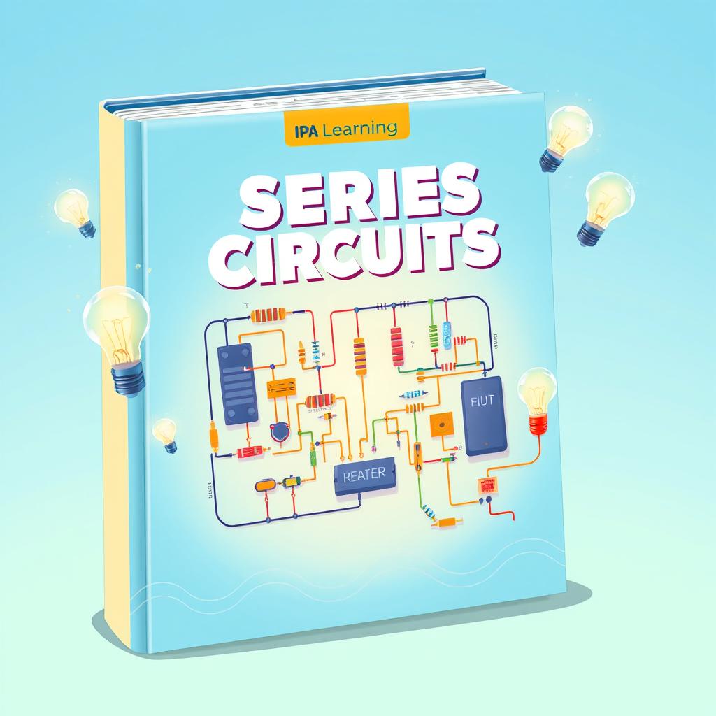 A captivating book cover illustration focused on the theme of 'IPA Learning: Series Electrical Circuits'