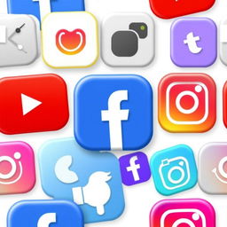 A seamless collage of icons representing popular social media platforms: YouTube, Facebook, and Instagram