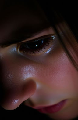 A close-up of a person's eyes filled with tears, depicting deep emotional pain and vulnerability