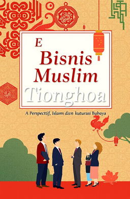 A visually engaging book cover design featuring the title 'Etika Bisnis Muslim Tionghoa: Perspektif Islam dan Akulturasi Budaya' prominently displayed in an elegant font