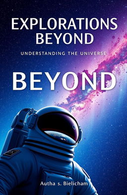 A visually striking cover for a science book, featuring a stunning galaxy with vibrant colors including deep blues, purples, and hints of sparkling white stars