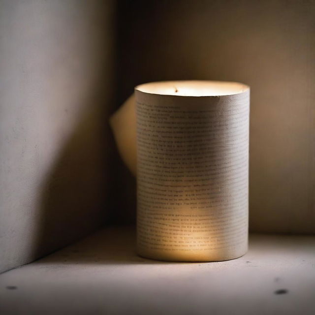 Create a dramatic and eerie ambiance, featuring a roll of toilet paper under dim lighting with the hint of mysterious shadows and a sense of impending unease