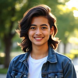 A stylish profile picture featuring a confident young adult with a warm smile