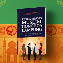 A visually captivating book cover design for 'Etika Bisnis Muslim Tionghoa Lampung: Perspektif Islam dan Akulturasi Budaya'